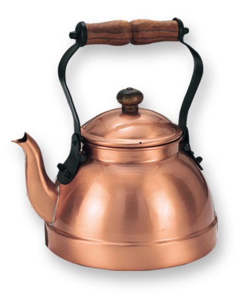 Satin Copper Kettle (wood handle) - Click Image to Close